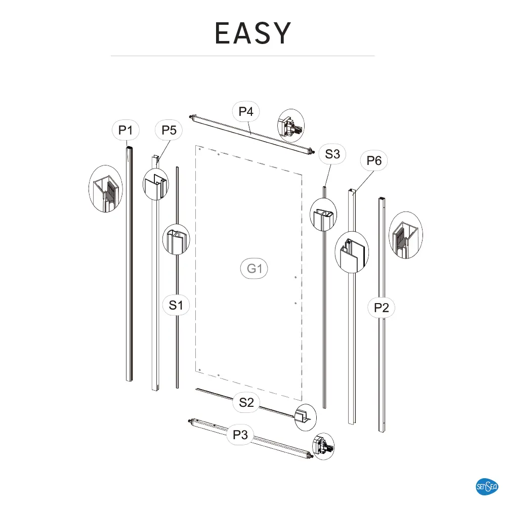 Комплект стекол для душевой двери Sensea Easy 90x190 см 84430296 STLM-2171549 - Вид №40
