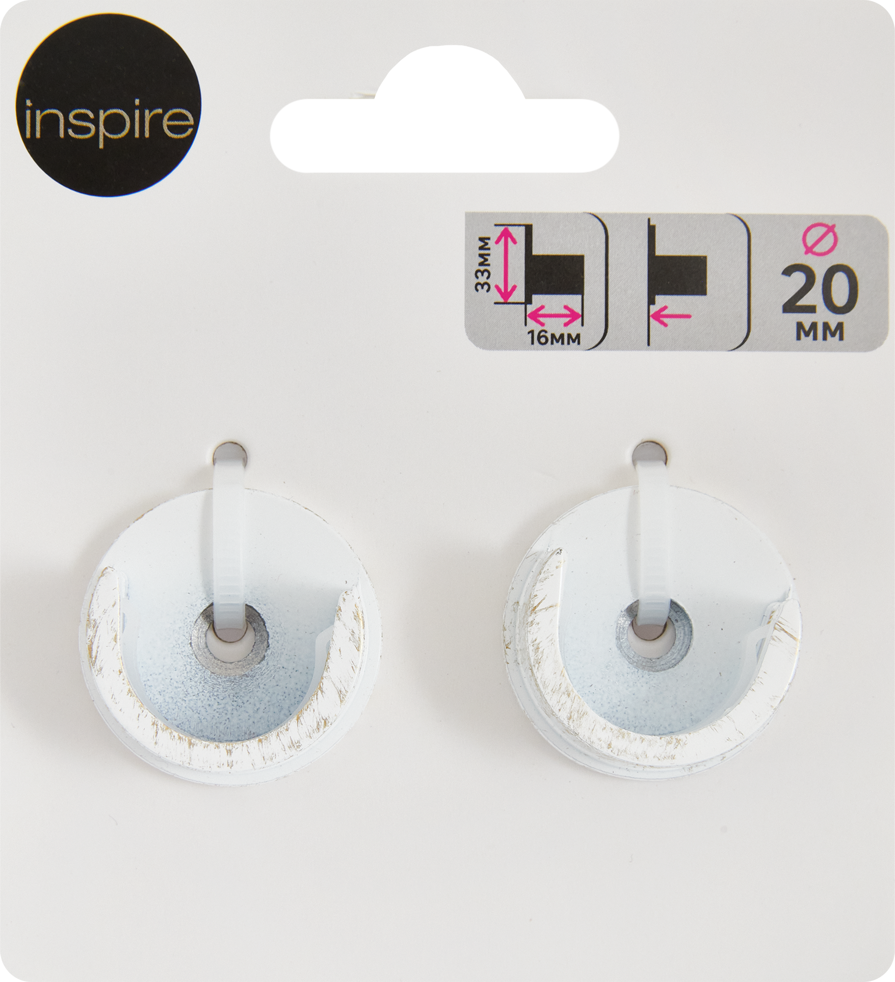 Держатель торцевой INSPIRE алюминиевый белый 20 см (2 шт.) 86421325 STLM-0068882 - Вид №3