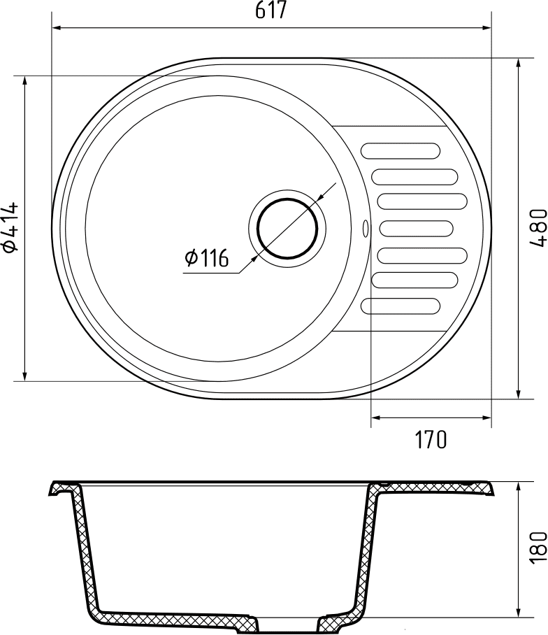 Кухонная мойка Кварц QUARZ S398 GranFest 58-S398 - Вид №1