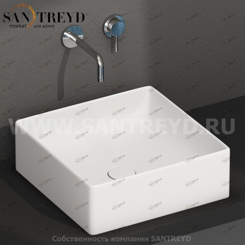 B6Q42BO Накладная раковина на столешницу  квадратная Ceramica Globo T-EDGE