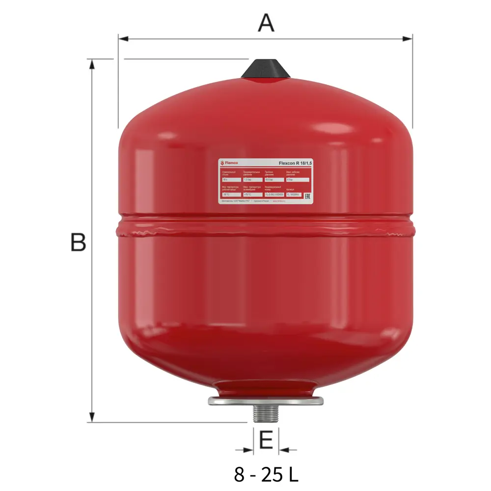 Расширительный бак для ГВС 18 л Flamco Flexcon R 3/4" красный 82340152 STLM-2141538  - Вид №2