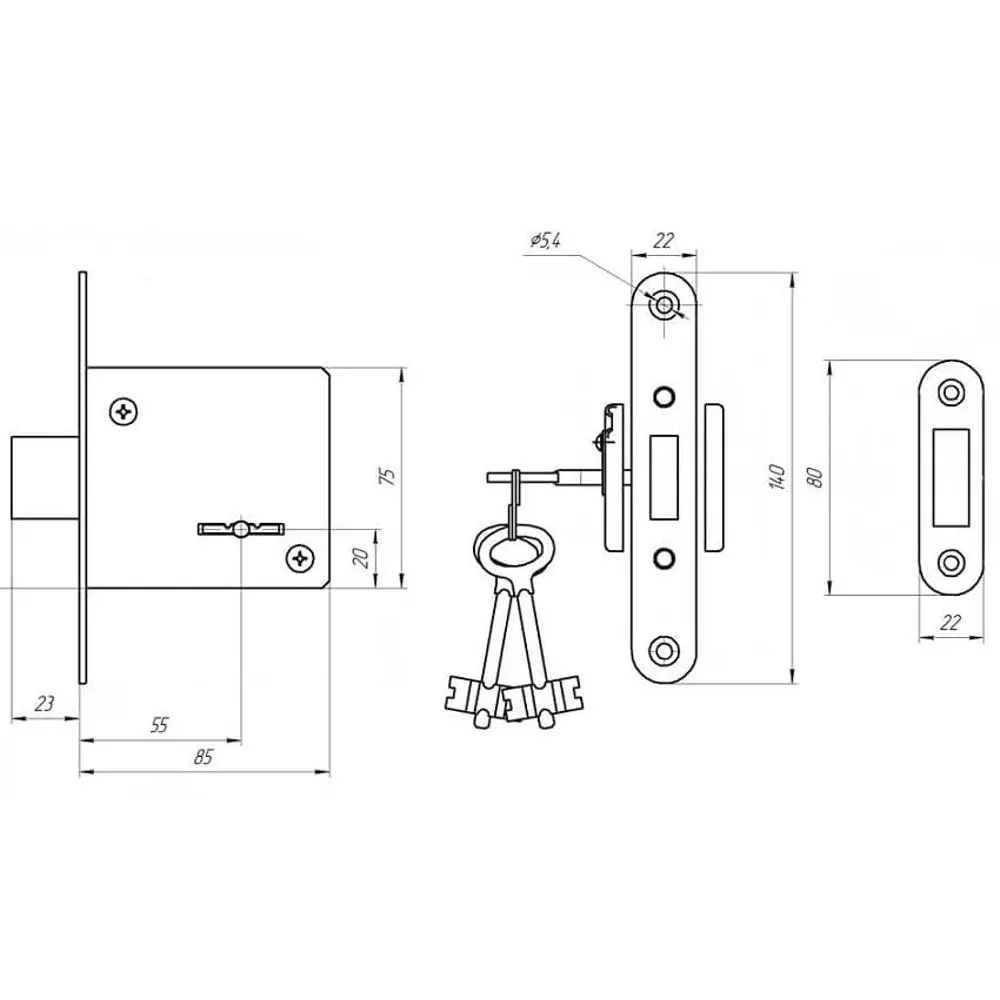 ЗЕНИТ ЗВ8-4 Врезной замок с сувальдным механизмом для входных дверей 11634498 STLM-0001331 - Вид №3