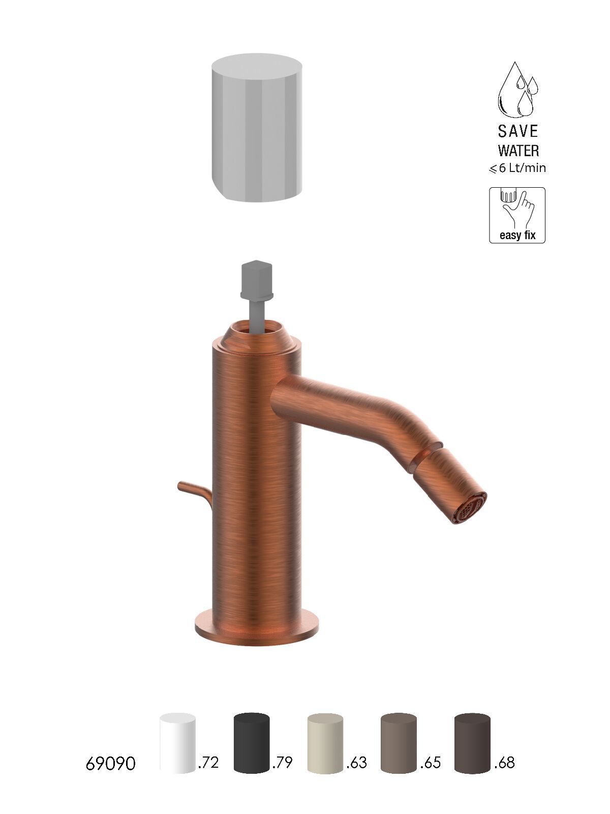 Смеситель для биде из нержавеющей стали с автоматическим сливом Rubinetterie Frattini Pepe XLS 316 ARCH-00115600 - Вид №2