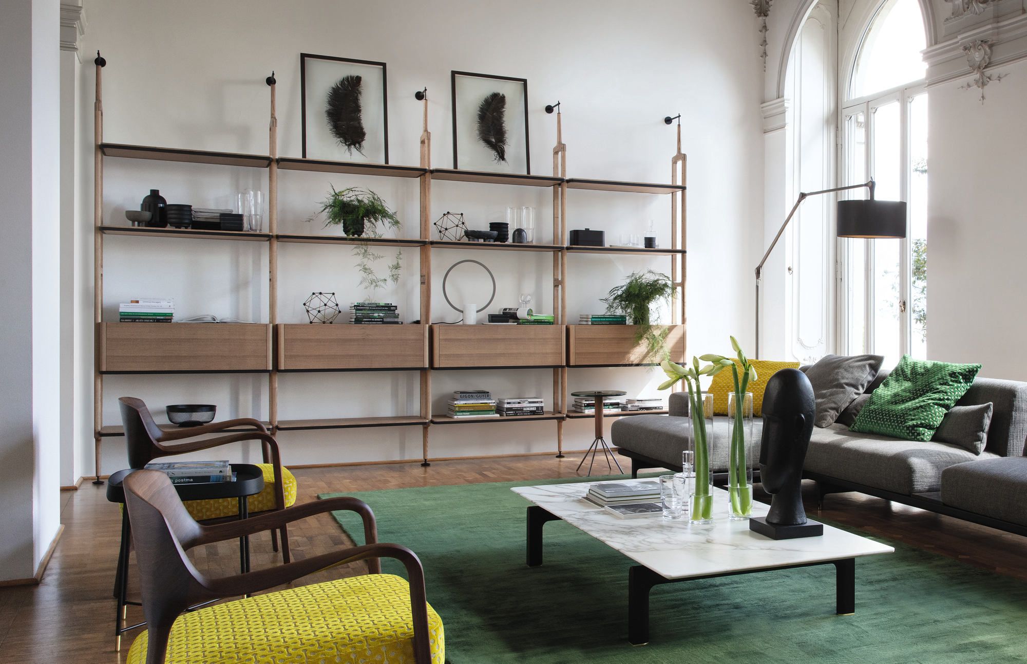 Модульный книжный шкаф из ясеня с ящиками Porada Soul ARCH-00086017 - Вид №1