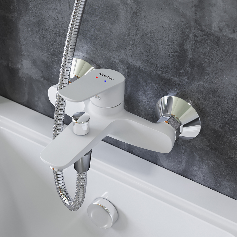 771000200 смеситель для ванны/душа белый Damixa Origin Bit 