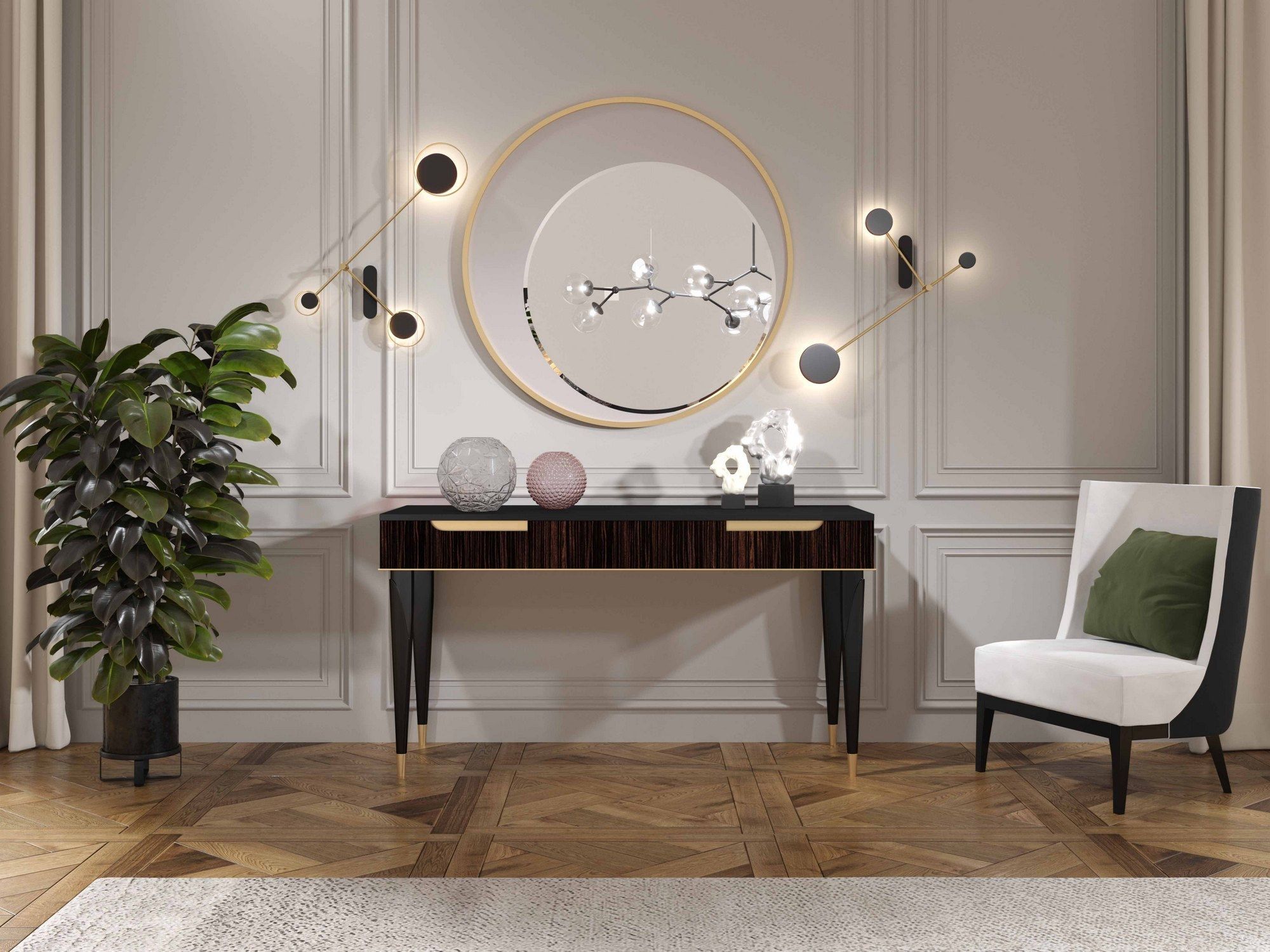 Прямоугольная консоль из шпона с ящиками GUERRA VANNI Iconic ARCH-00008204 - Вид №1