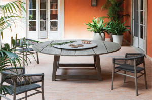 Круглый стол из тикового дерева с Lazy Susan