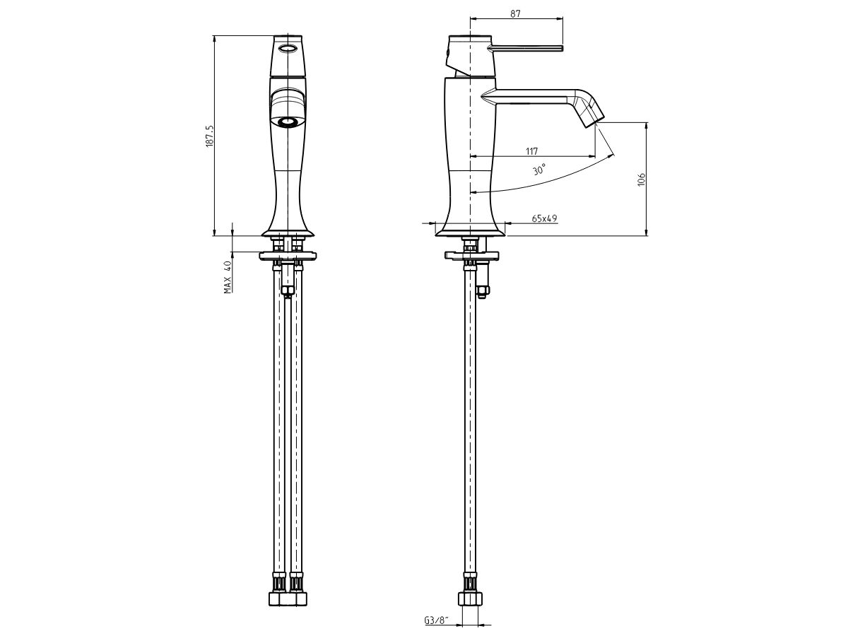 Однорычажный смеситель для раковины без слива Rubinetterie Frattini Delizia ARCH-00125915 - Вид №3