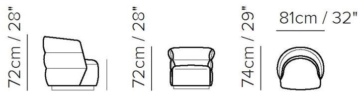 Natuzzi Кресло из ткани с подлокотниками sun-id-1345359 - Вид №3