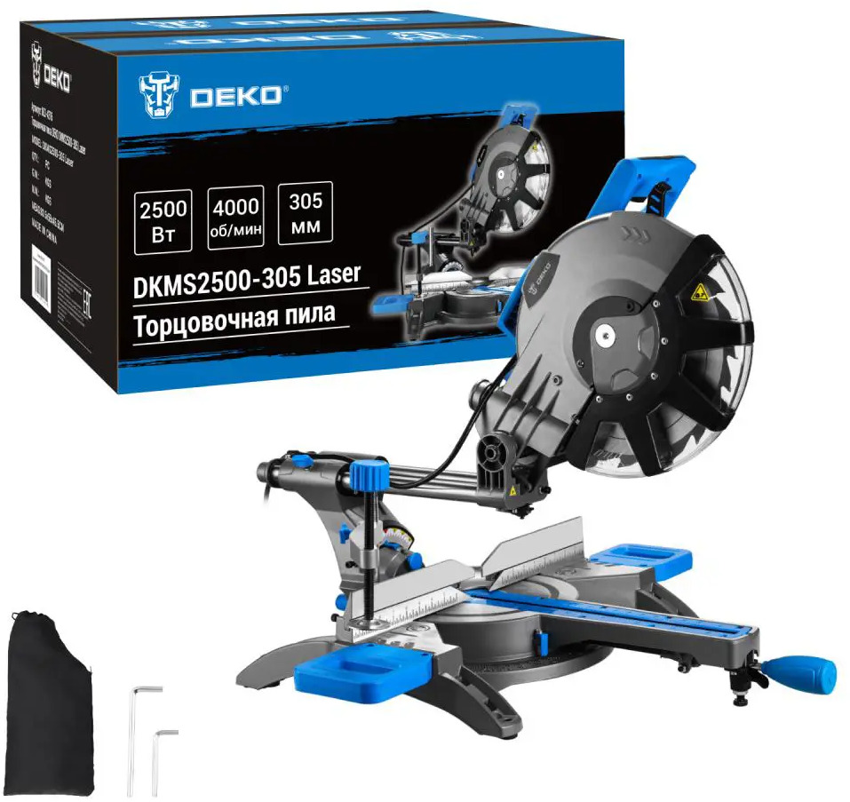 90548577 Торцовочная пила Deko DKMS2500-305 Laser 063-4316, 2500 Вт, 305 мм STLM-0276074
