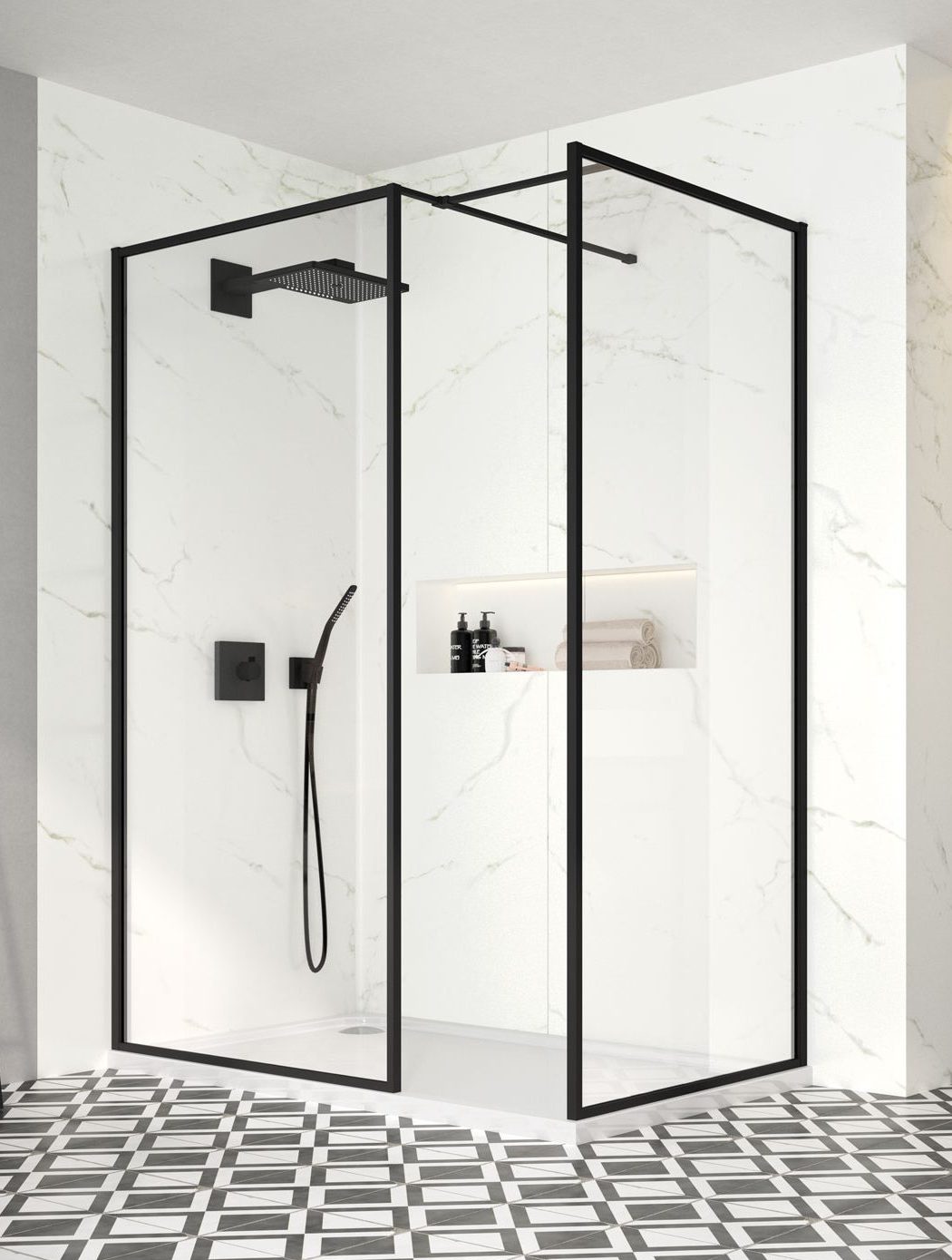 Душевая перегородка BLKFSW80 Merlyn Black Черный - Вид №1