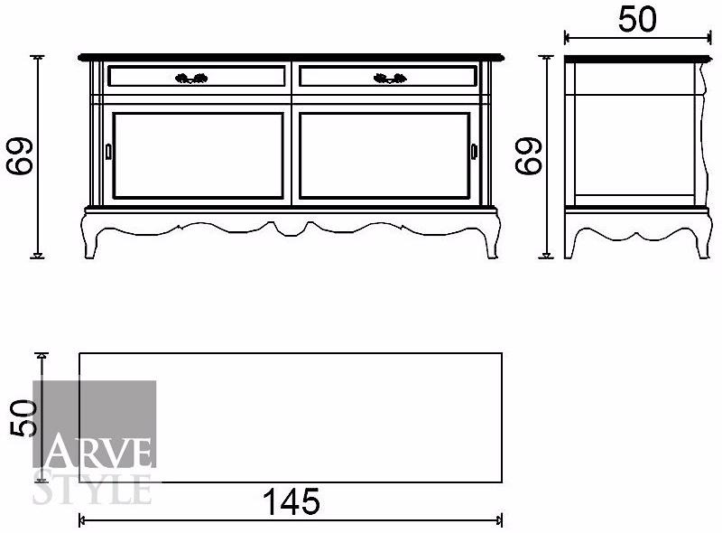 Arvestyle Тумба под телевизор из массива дерева с ящиками Fenice sun-id-1385441 - Вид №2