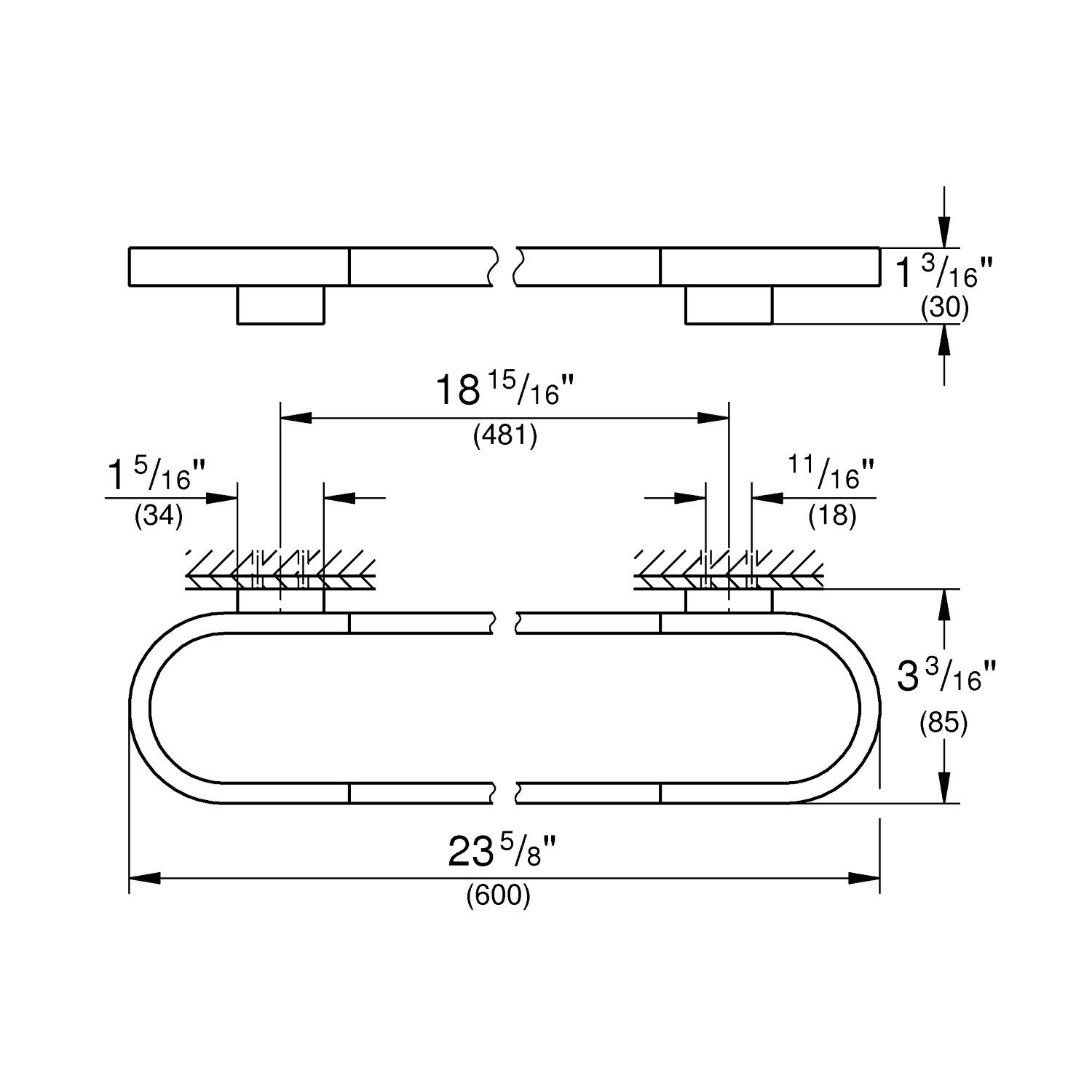 Держатель для полотенца GROHE Selection, 600 мм, никель глянец (41056BE0) - Вид №1