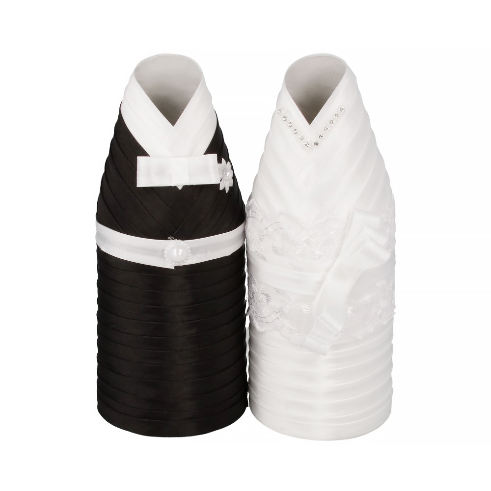 2724751 Украшение для шампанского "Жених и невеста" чёрно-белое Santreyd 