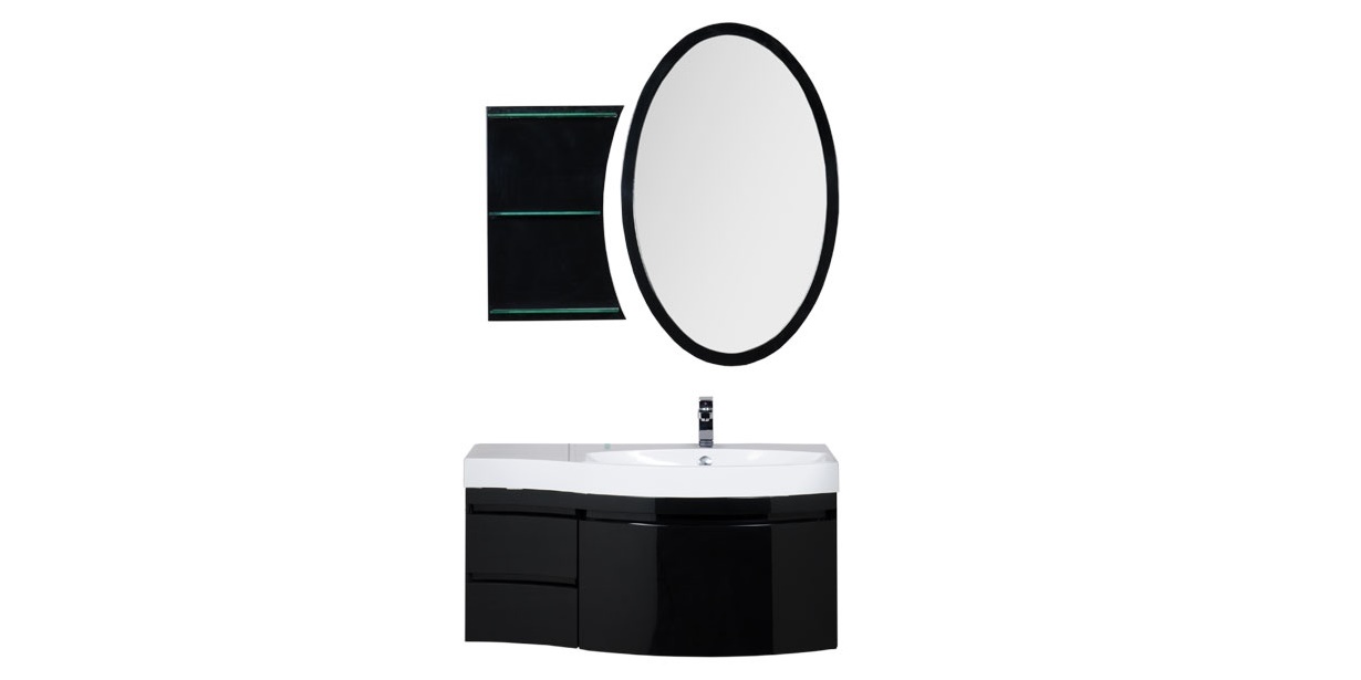 Комплект мебели Aquanet Опера 115 R черный (3 ящика) 00169453 - Вид №1