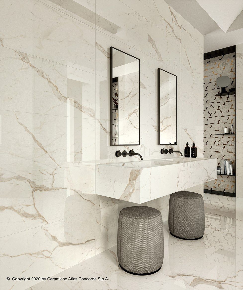Белое керамическое покрытие с эффектом мрамора Atlas Concorde Marvel Shine ARCH-00008272 - Вид №17