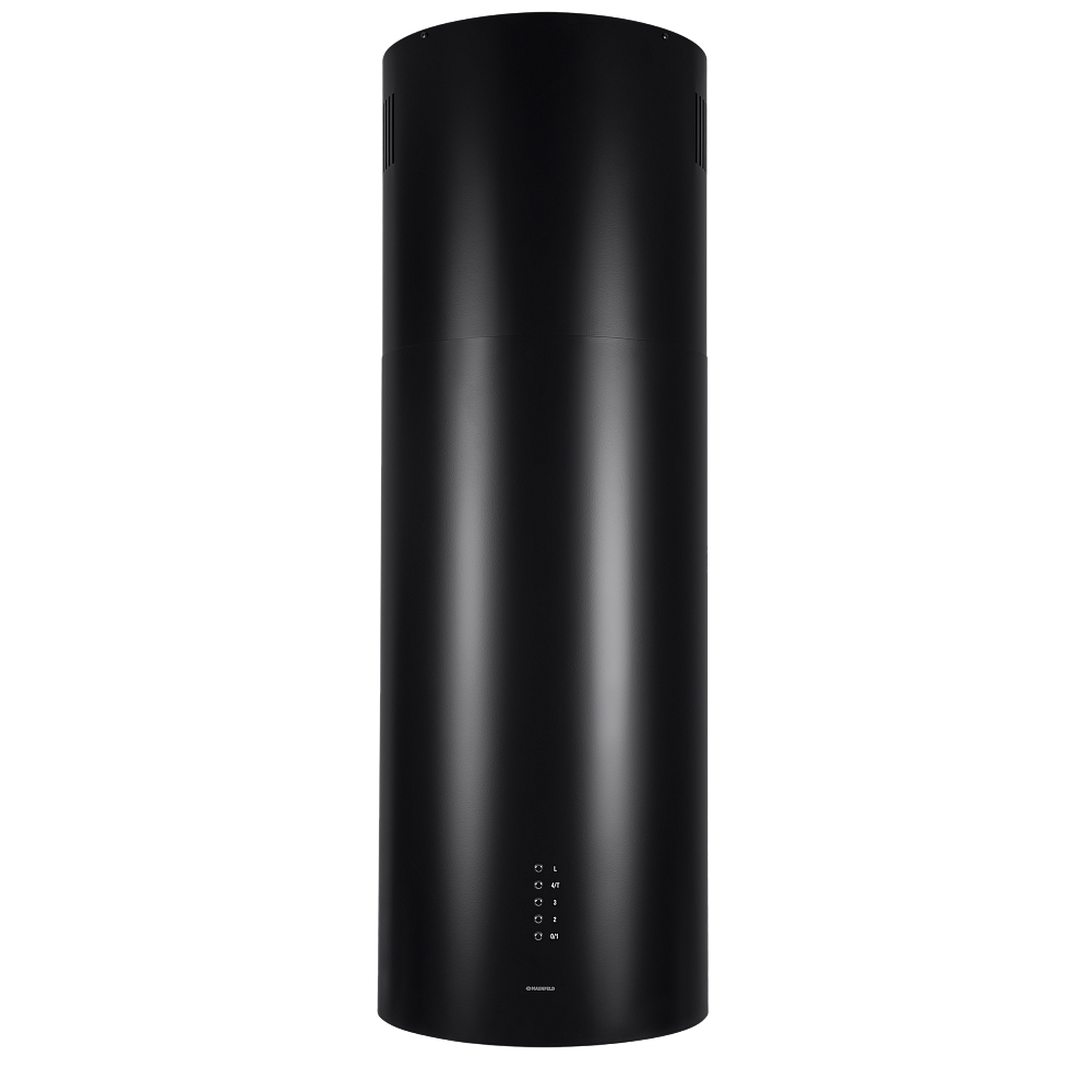 LEE ISLA 39 BLACK Вытяжка / островная вытяжка с потолочным креплением, 1050 м3, кухни до 40м2, 52дб, led, электронное управление, в опции угольный фильтр cf172c, черный цвет Maunfeld Santreyd  - Вид №1