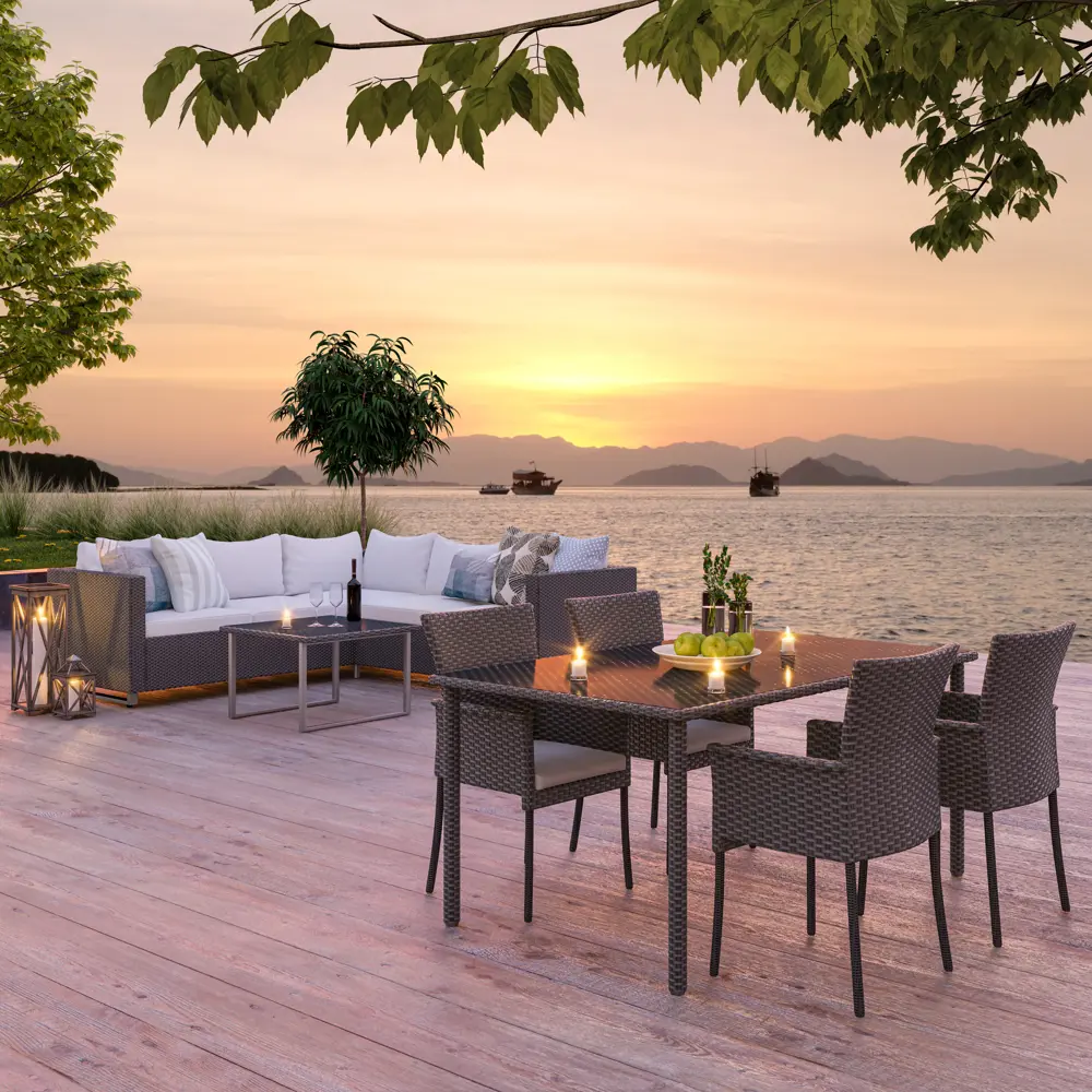 Стол садовый NATERIAL Noa Fix с переработанным пластиком и стеклянной столешницей 82509546 STLM-0028911 - Вид №10