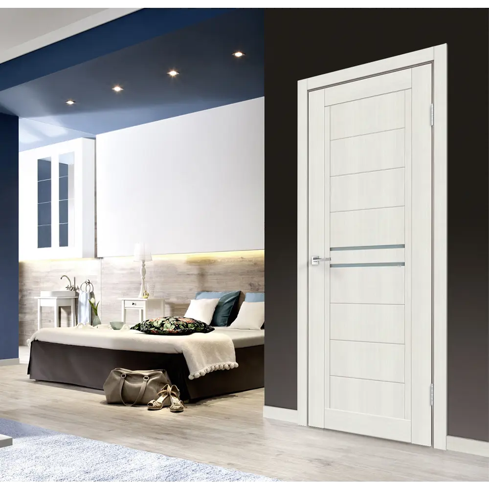 Комплект двери Некст 2 со стеклом 70x200 см ПВХ цвет дуб молочный с добором 150 мм VELLDORIS STLM-2162389 - Вид №1