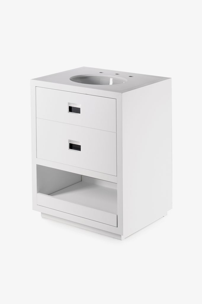 OPVN01 Одинарная деревянная раковина Opus 27 x 21 x 34 5/8 дюйма с Corian Top и Saxby Sink Waterworks