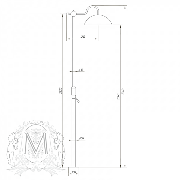 Душевой гарнитур MIGLIORE Oxford ML.OXF-6371.BR с верхним душем, напольный - бронза ML.OXF-6371.bi.BR - Вид №1
