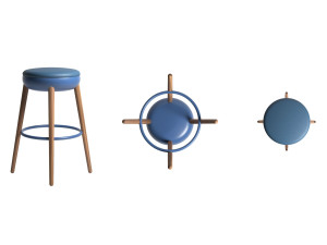 Высокий стул из дерева и ткани с подставкой для ног