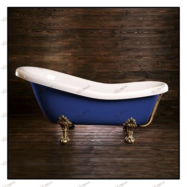 Ванна Akcjum Rectime 160 WR-03-05-BR-C овальная синяя с золотыми ножками WR0305BRC