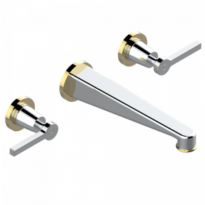 G58-40SGB Внешняя часть смесителя встраиваемого в стену для раковины на три отверстия с изливом СУПЕР ГОЛИАФ- без выпуска Thg-paris Spirit с рукоятками Хром/золото