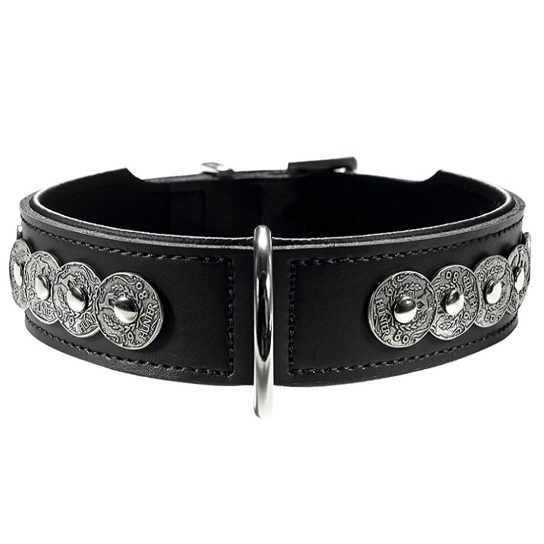 ПР0046526 Ошейник для собак Basic Rom 55 (41-49см)/3,9 натуральная кожа черный HUNTER 