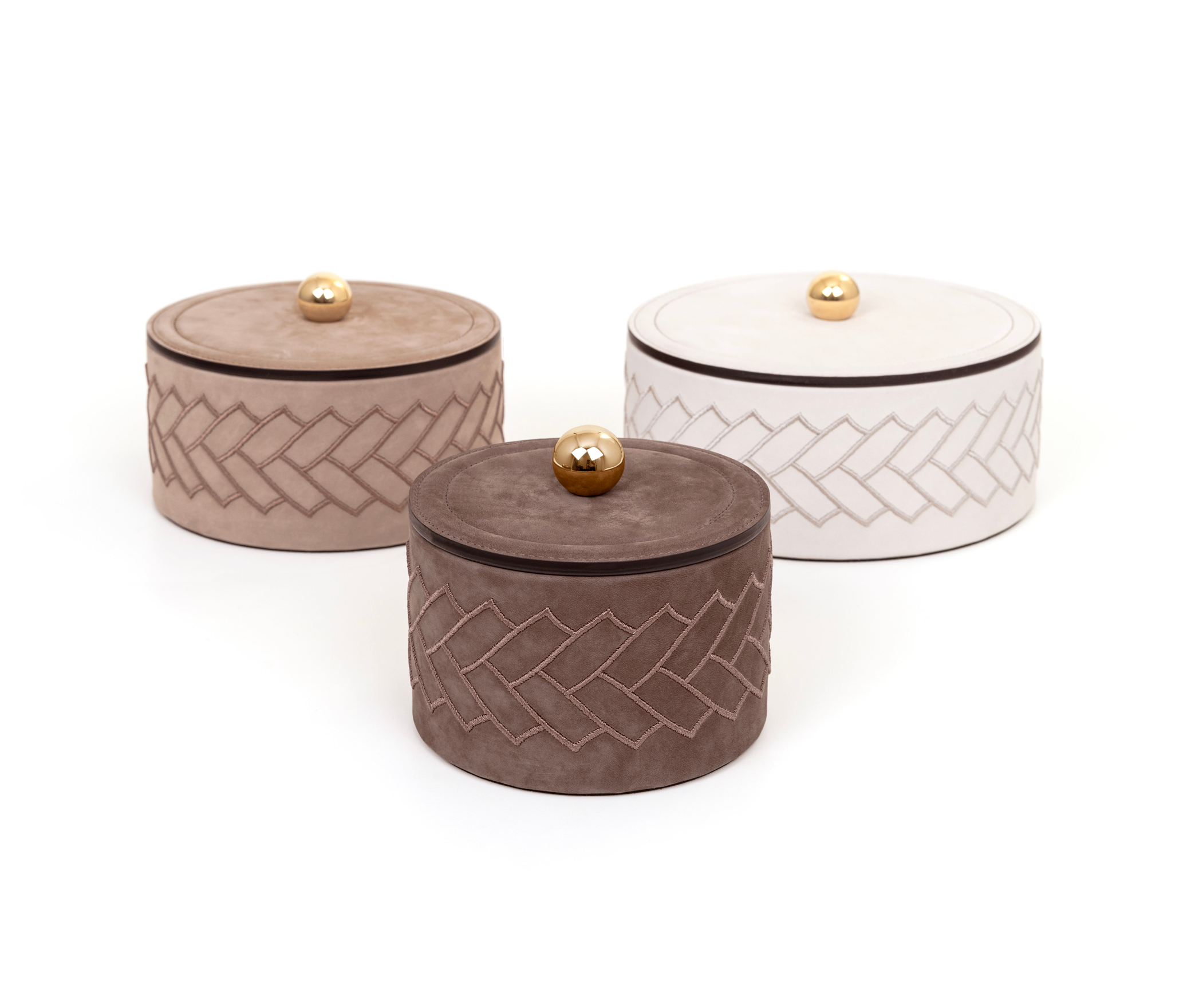 Lily Box - Ø 17XH8 см / металл-хром / нубук-кожа серо-коричневый Pinetti 00.1681.038.048 - Вид №6