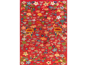 Прямоугольный шерстяной цветочный ковер