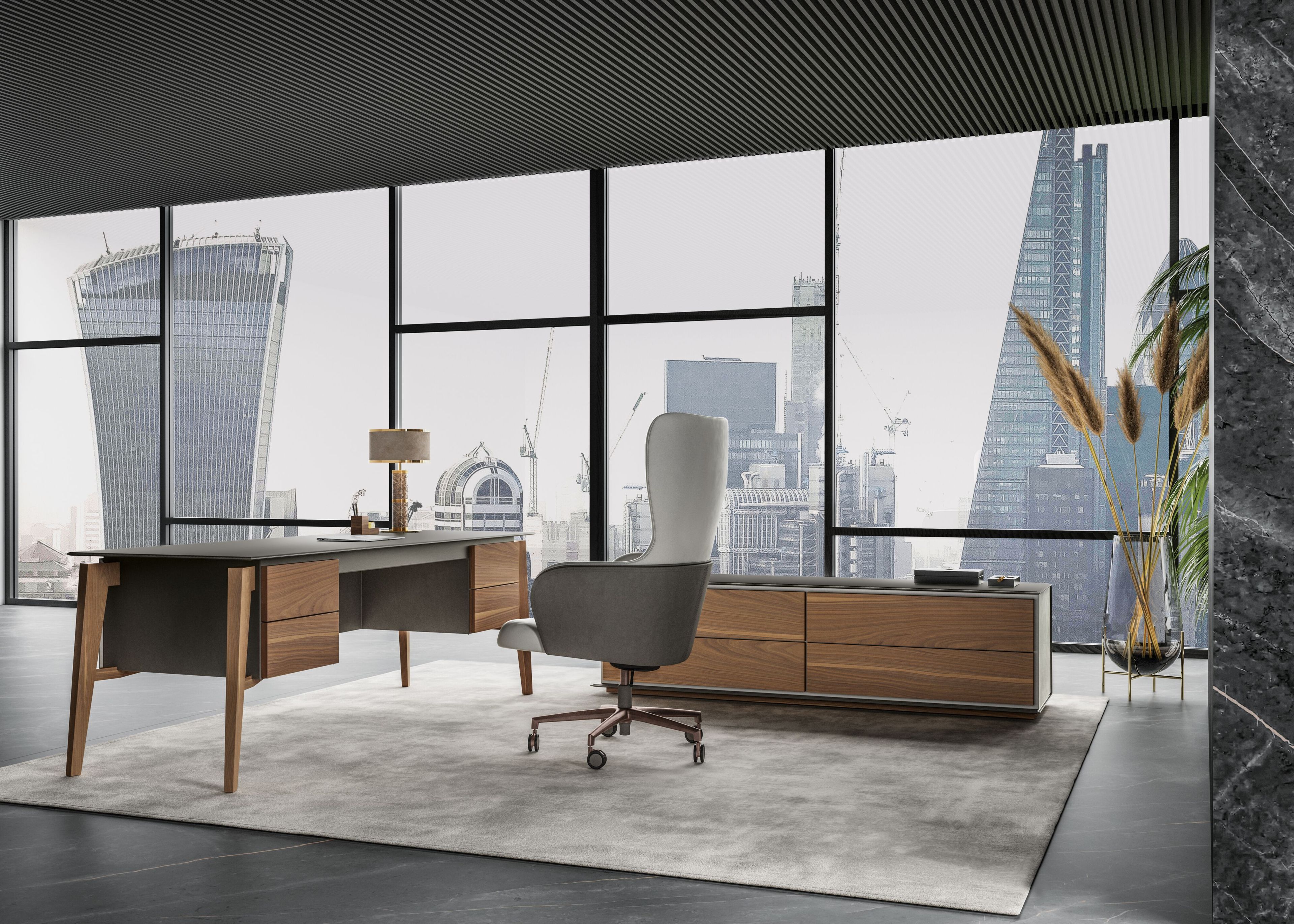 Кожаный деревянный стол с ящиками Casa Covre Naviglio ARCH-00114220 - Вид №3