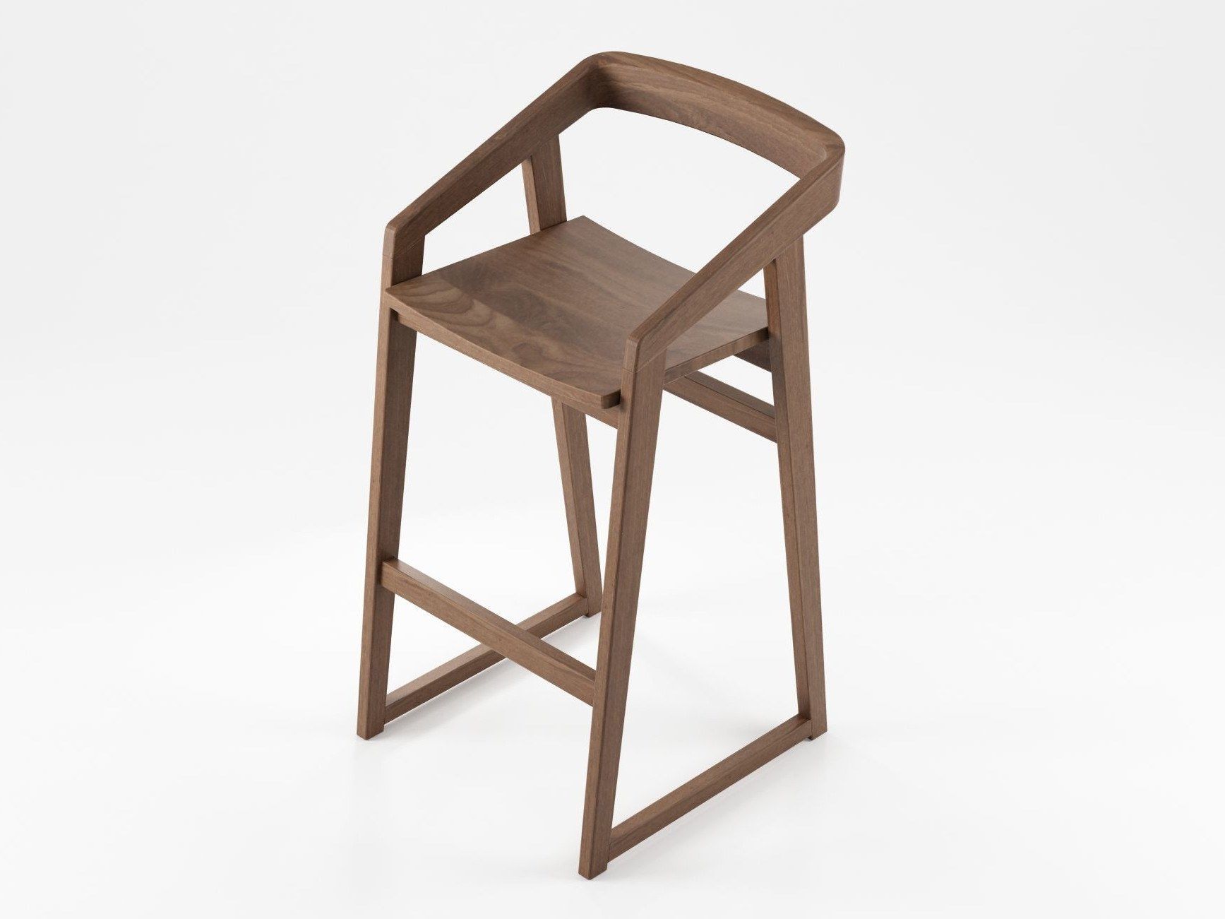 Твердый деревянный барный стул с подставкой для ног KARPENTER Experience ARCH-00141357 - Вид №3