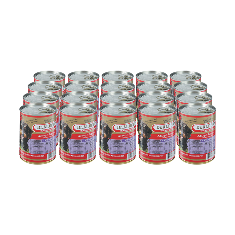 ПР0035364*20 Корм для собак Алдерс Гарант 80%рубленного мяса Ягнёнок конс. 410г (упаковка - 20 шт) Dr. ALDER`s 