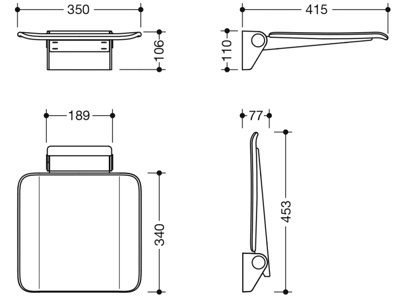 900.51.200XA складное сиденье HEWI System 900 - Вид №3