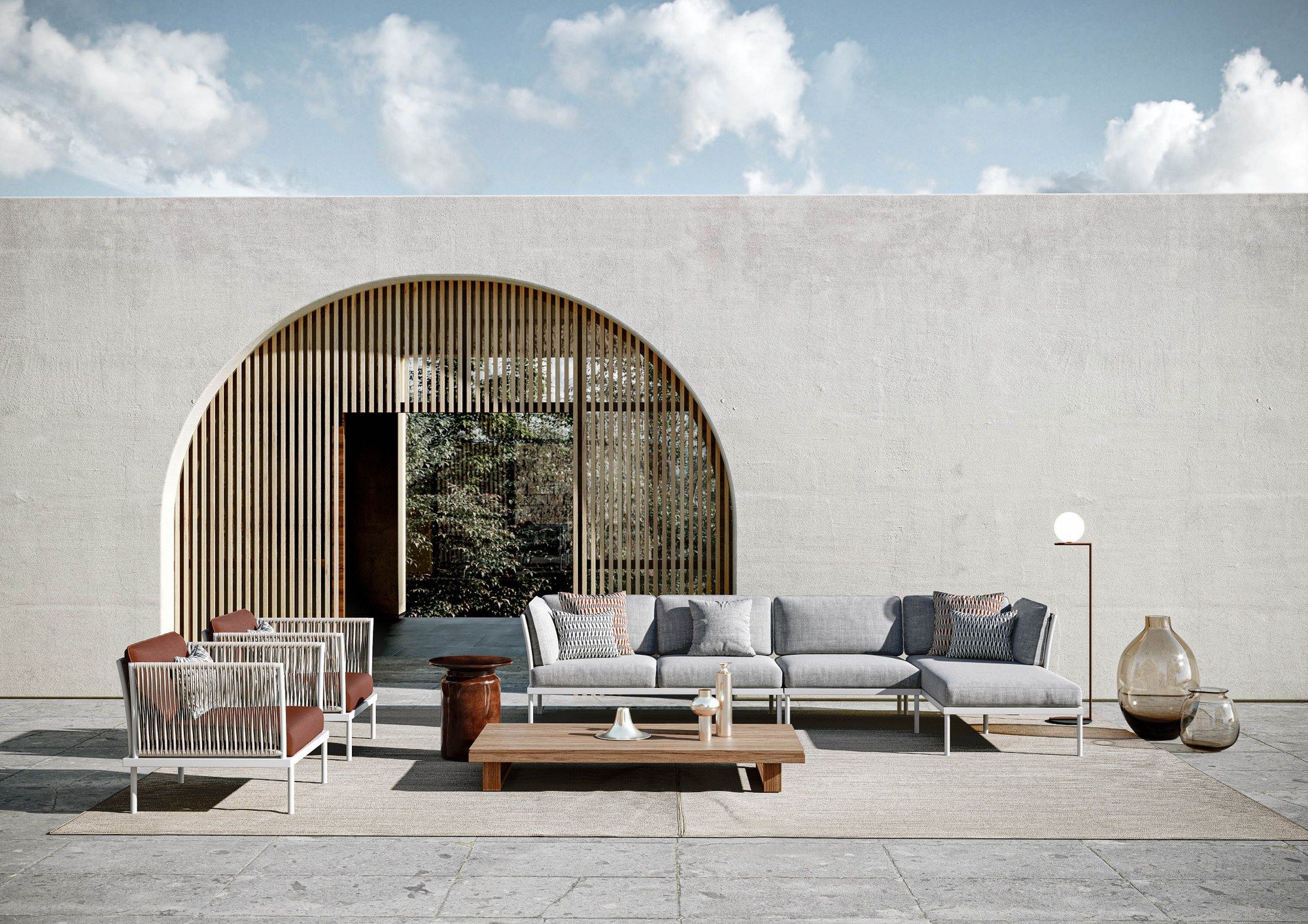 Керамический круглый высокий садовый журнальный столик Atmosphera Panarea ARCH-00104494 - Вид №1