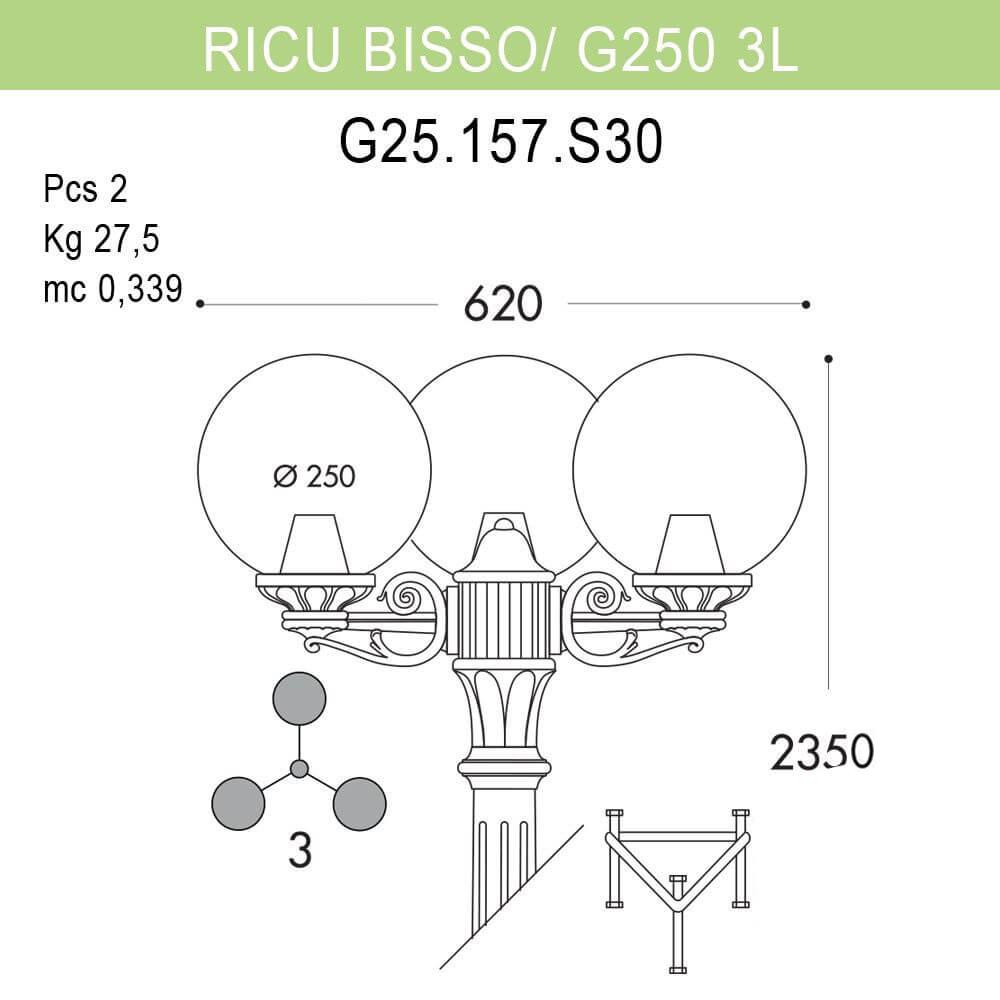 Уличный фонарь Fumagalli Ricu Bisso/G250 G25.157.S30.AZE27 FUMAGALLI ФОНАРЬ 268877 Черный  - Вид №1