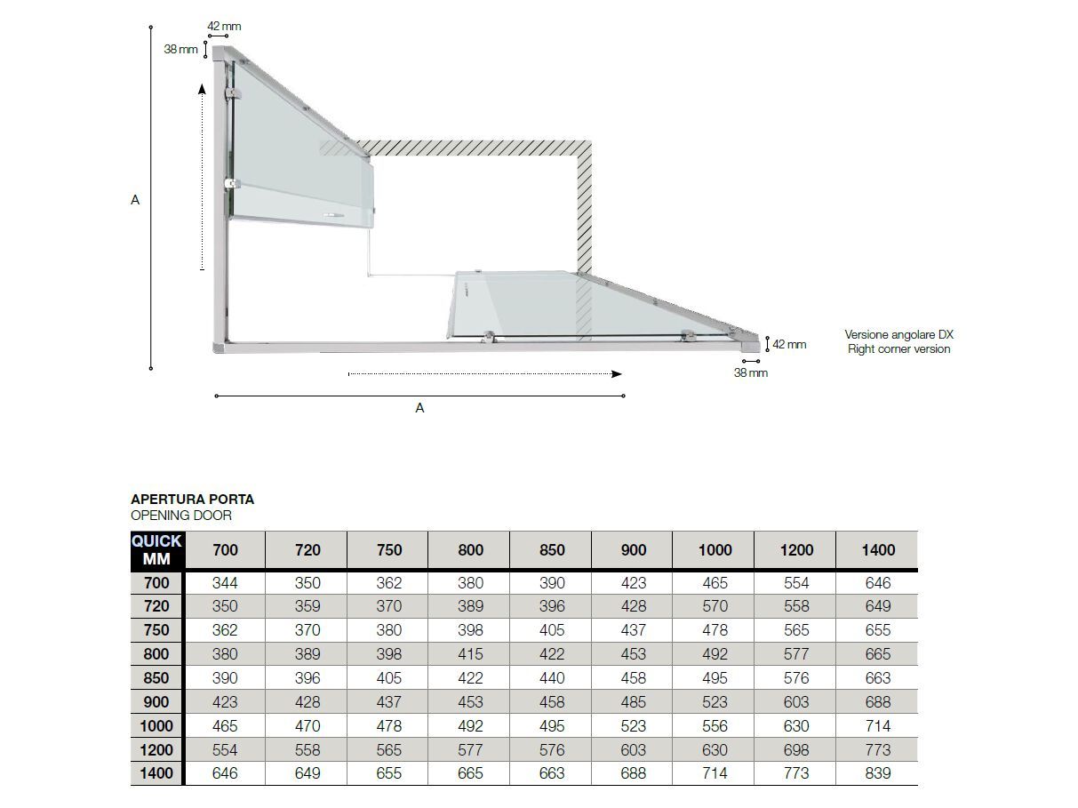 Алюминиевая и стеклянная угловая душевая кабина TAMANACO QUICK ARCH-00003570 - Вид №1