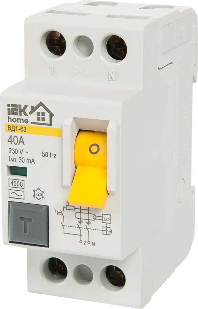 УЗО IEK Home ВД1-63 40А - защита от токов утечки для дома 18072598
