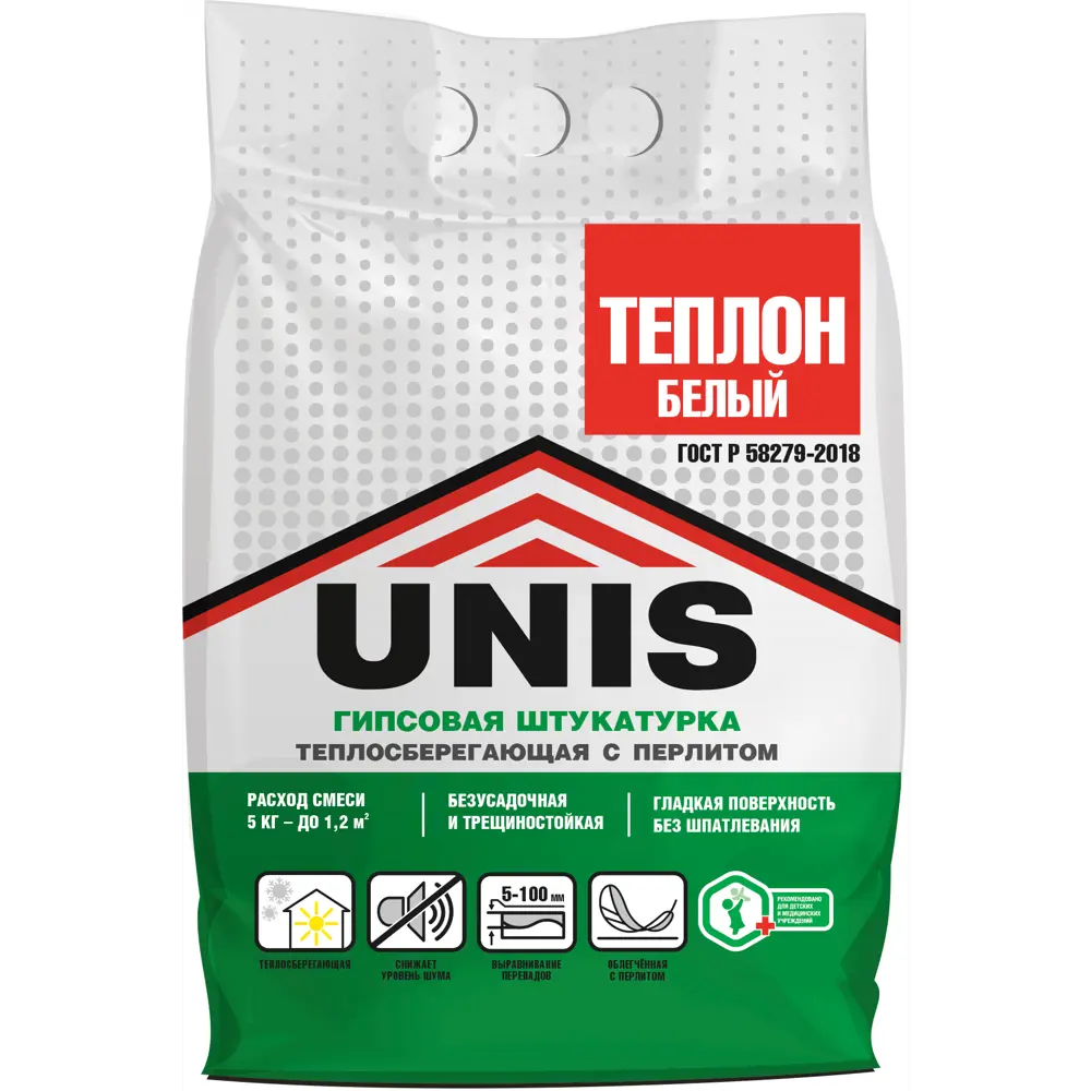 Штукатурка гипсовая Unis Теплон для идеального выравнивания стен 83624148 Теплон Белый STLM-0042925