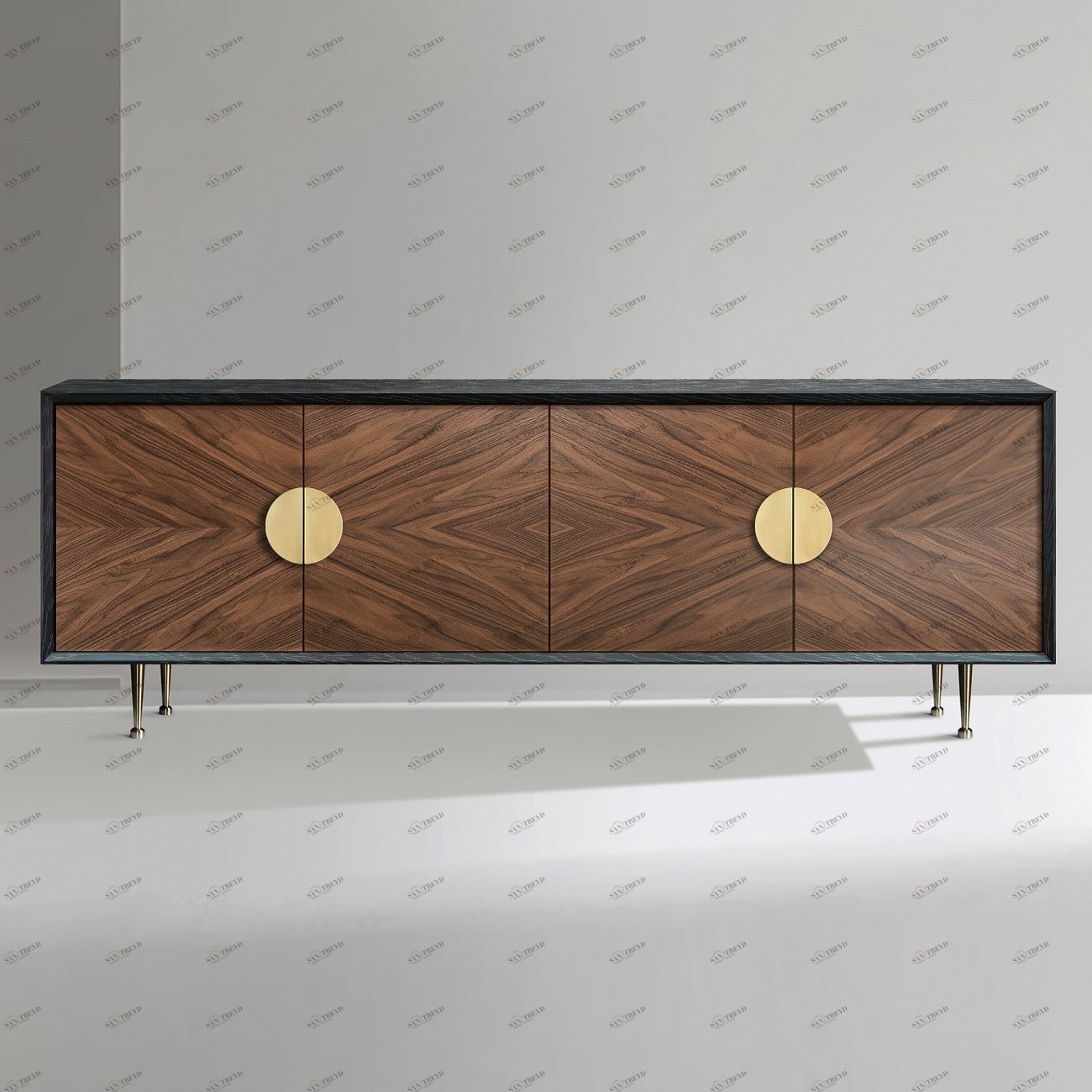 Тумба длинная с 4 дверцами американский орех Sundraw ACWD SUNDRAW 00-3981947 Коричневый 