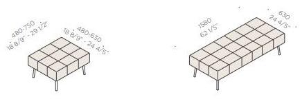 Martex Квадратный пуф из ткани Inattesa sun-id-1414552 - Вид №4