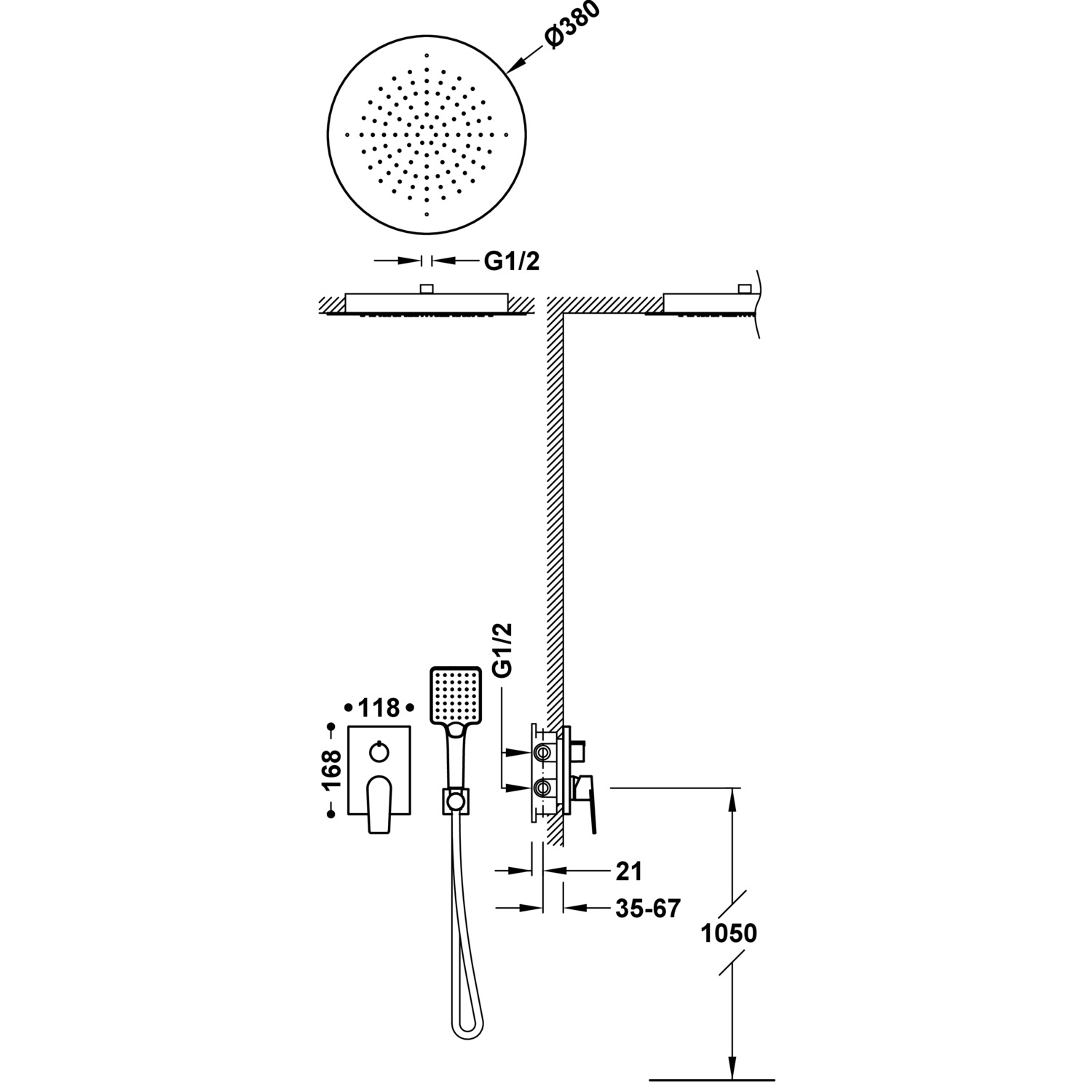 ПРОЕКТ-TRES Rapid-box с 2-ходовым скрытым смесителем для душа с одной ручкой в комплекте-21128060AC TRES Project - Вид №1