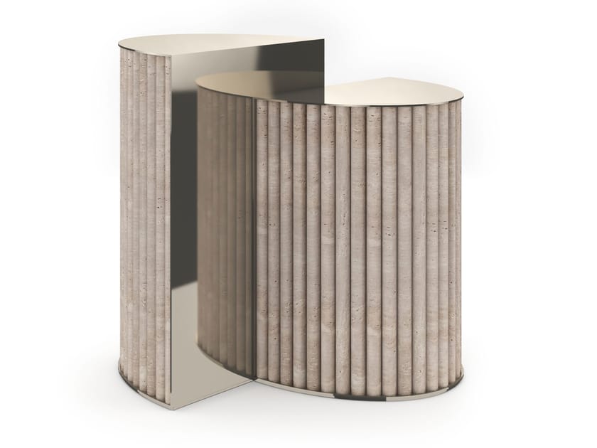 Высокий журнальный столик из травертина Caracole HEWN ARCH-00122569