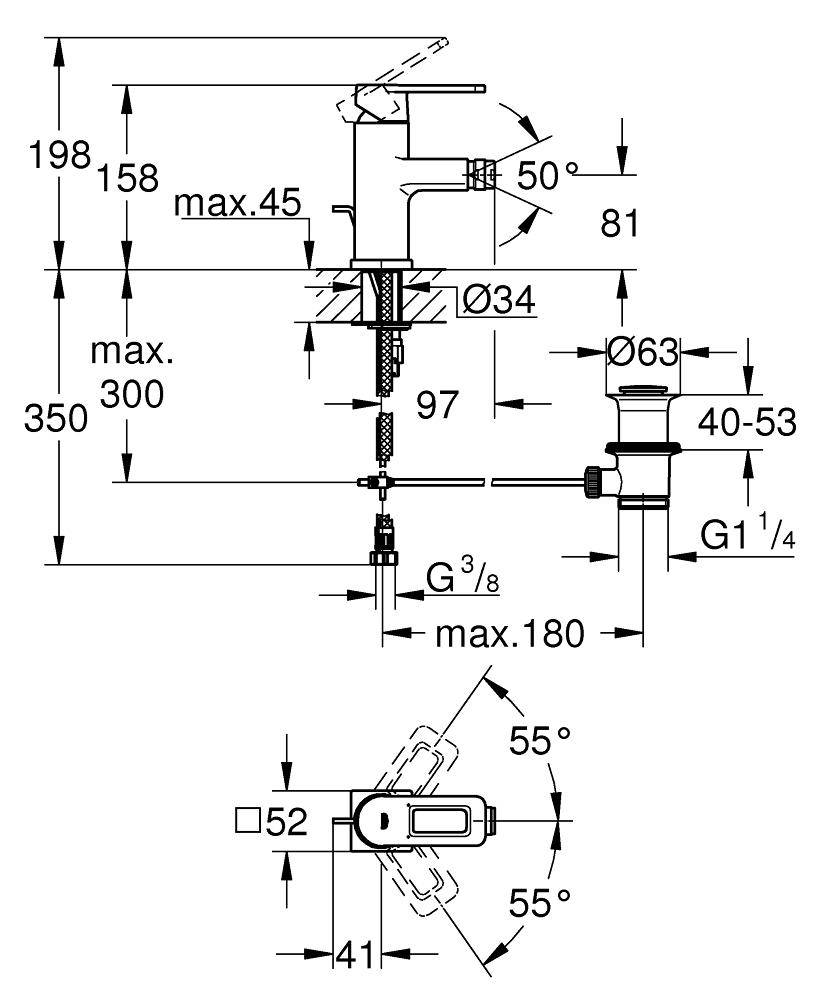 32636LS0 Смеситель для биде Grohe Quadra белая луна - Вид №1