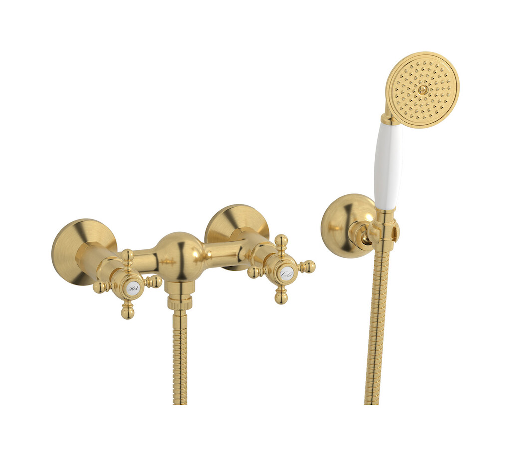 Встроенный смеситель для душа в комплекте с душевым гарнитуром. WE ARE IB hr350os Brushed Gold Hermes