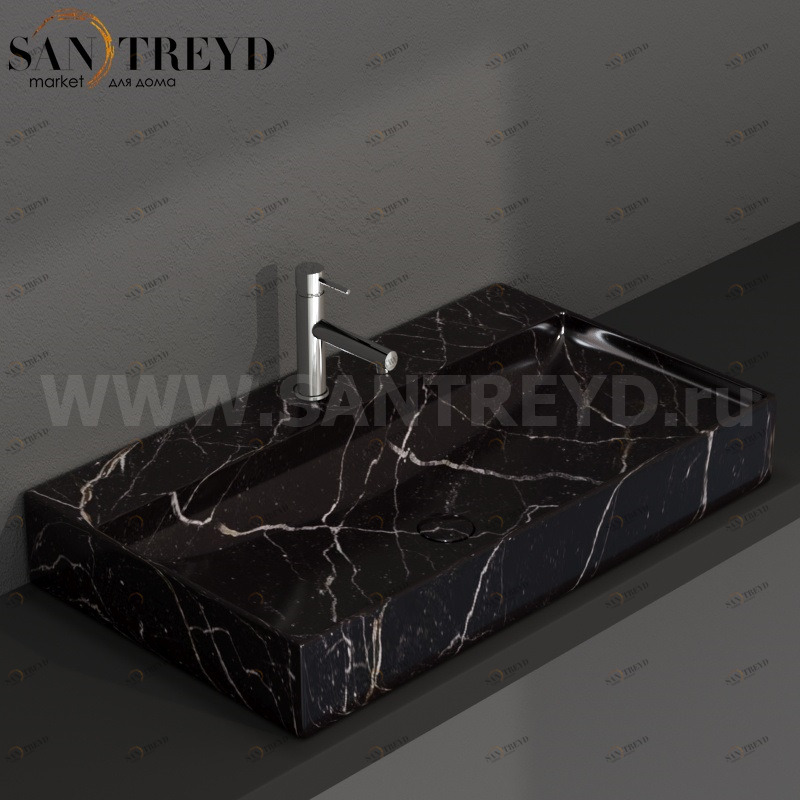 B6R81PN Подвесная раковина настенная прямоугольная Ceramica Globo T-EDGE черная