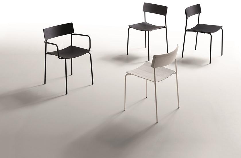 Midj Штабелируемый деревянный стул с подлокотниками Mito sun-id-1505043 - Вид №1