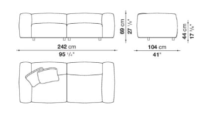 2-местный тканевый диван B&B Italia Dambo ARCH-00017210 - Вид №2