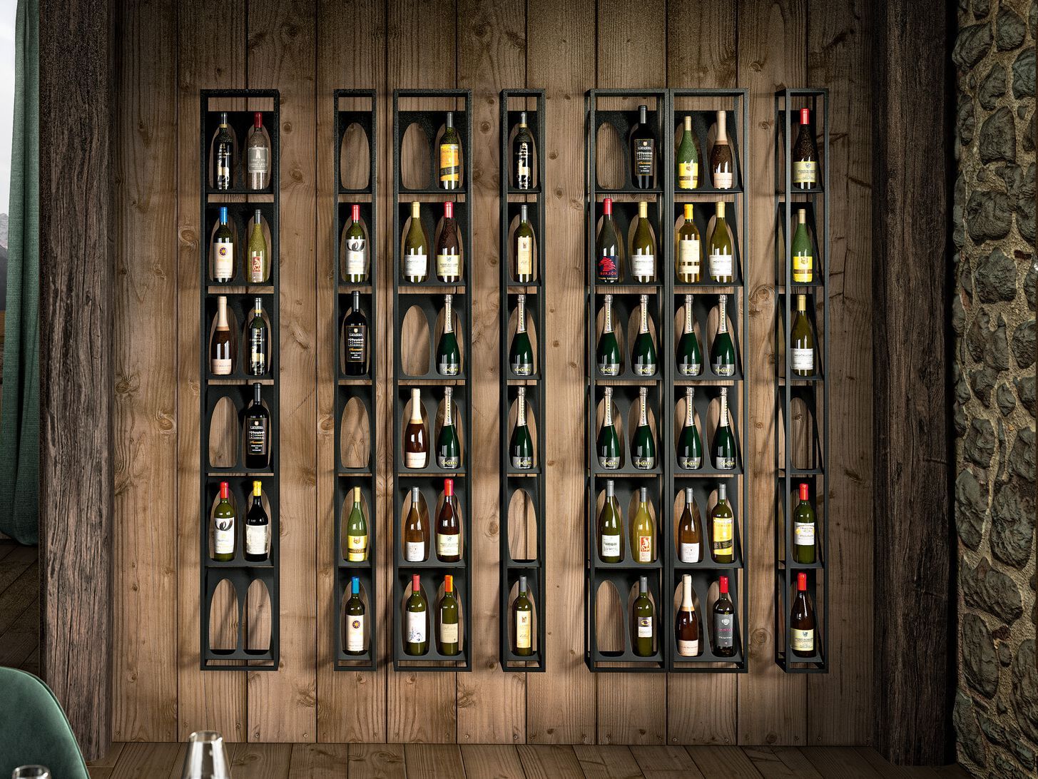 Стальная настенная винная стойка Canel Fucina Design SLOT ARCH-00019910